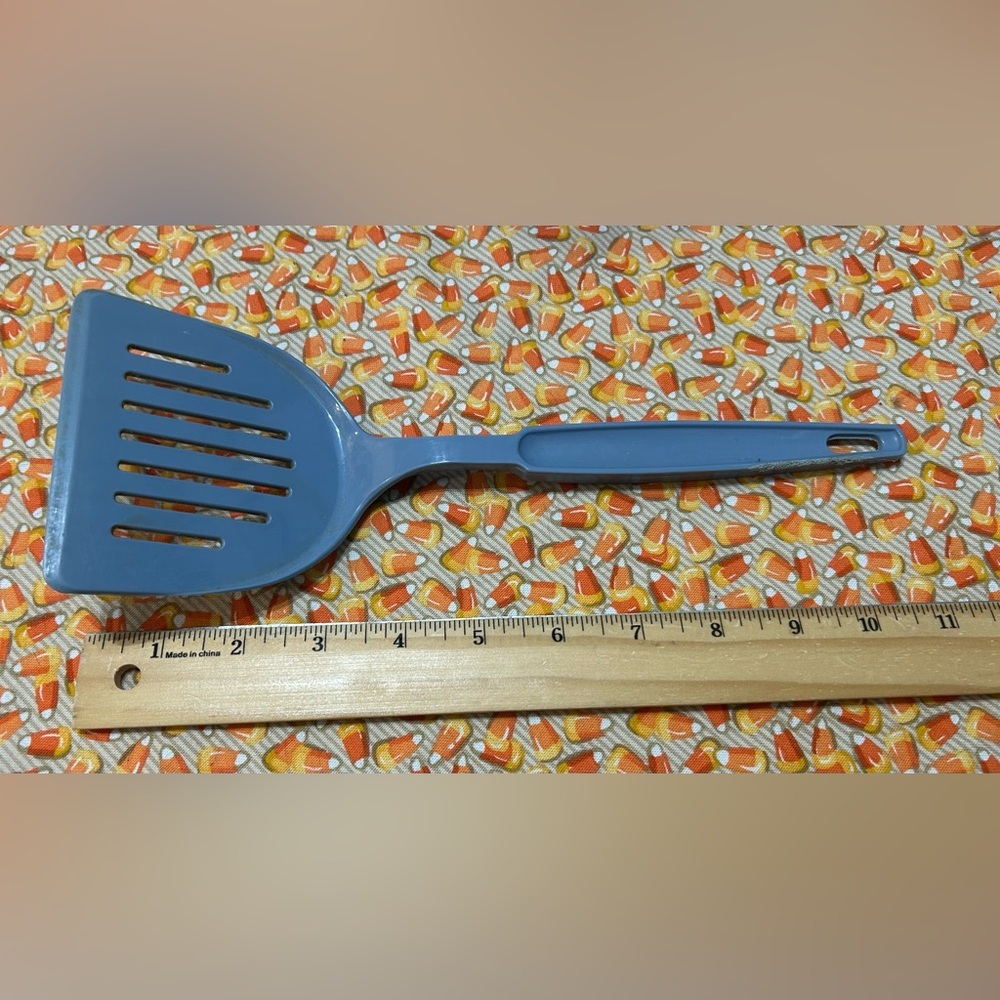 Vintage EKCO Slotted Spatula Blue 11" Nylon Wide Head Flipper Turner Damage Read